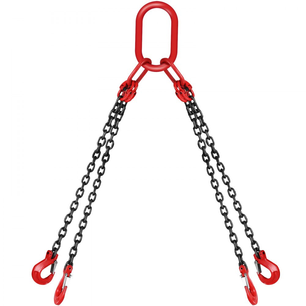 VEVOR Chain Sling, 5/16 inch x 5 ft Lifting Chains with Hooks, G80 Engine Chain Hoist Lifts, 11000 lbs/5 Ton Capacity Lifting Sling Chains for Engine Hoist, Engine Lift Chain with 4 Leg Grab Hooks