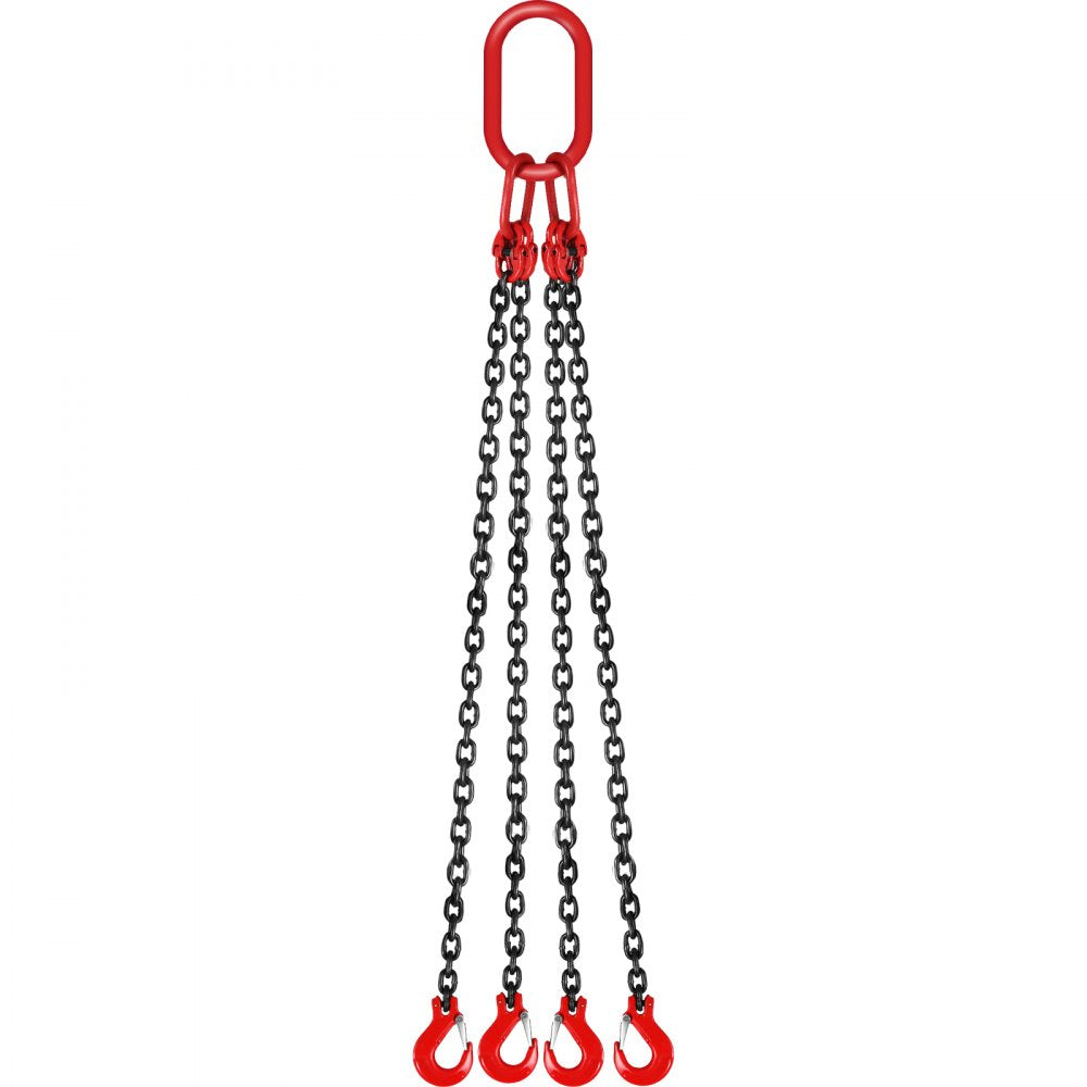 VEVOR Chain Sling, 5/16 inch x 5 ft Lifting Chains with Hooks, G80 Engine Chain Hoist Lifts, 11000 lbs/5 Ton Capacity Lifting Sling Chains for Engine Hoist, Engine Lift Chain with 4 Leg Grab Hooks