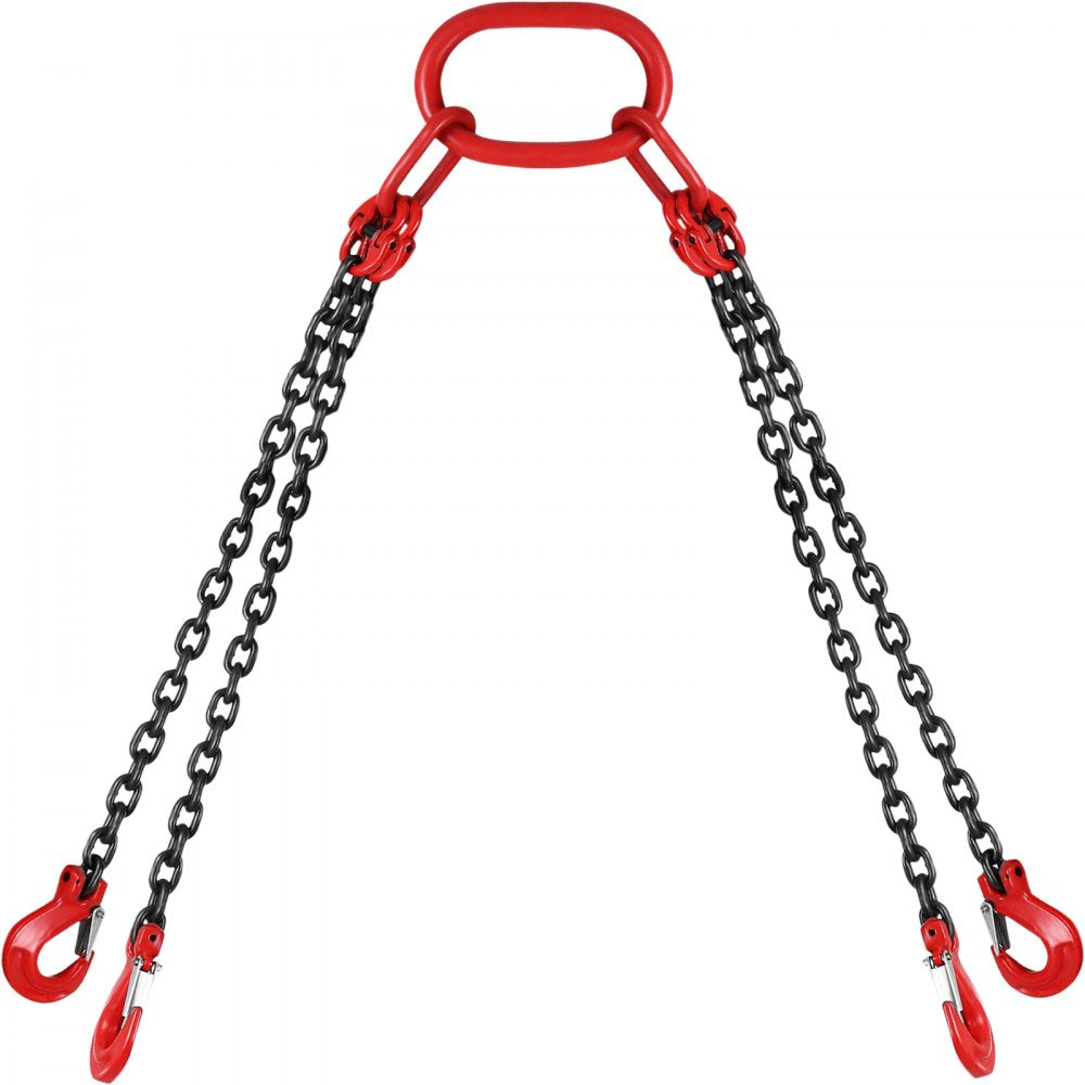 VEVOR Chain Sling, 5/16 inch x 5 ft Lifting Chains with Hooks, G80 Engine Chain Hoist Lifts, 11000 lbs/5 Ton Capacity Lifting Sling Chains for Engine Hoist, Engine Lift Chain with 4 Leg Grab Hooks