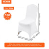 VEVOR Stretch Spandex Folding Chair Covers, Universal Fitted Arched Front Cover, Removable Washable Protective Slipcovers, for Wedding, Holiday, Banquet, Party, Celebration, Dining (100PCS White)