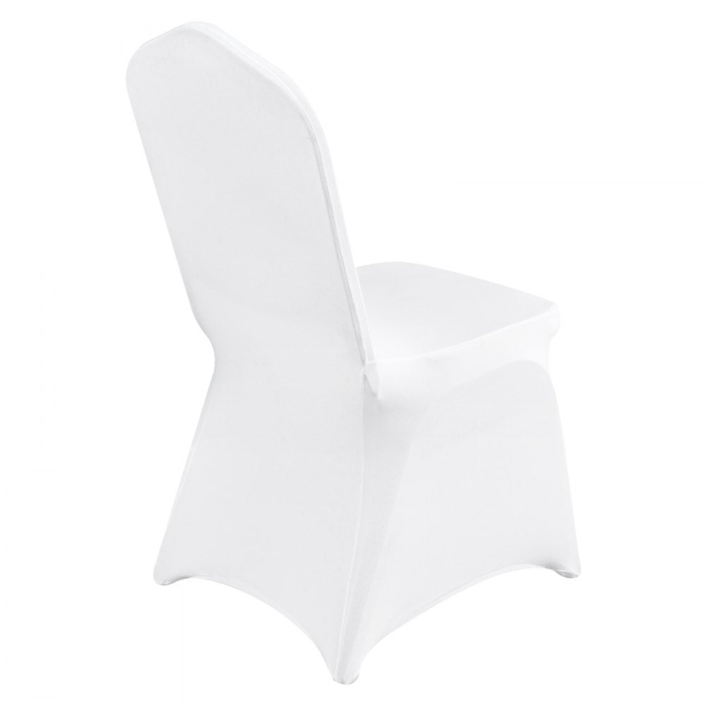 VEVOR Stretch Spandex Folding Chair Covers, Universal Fitted Arched Front Cover, Removable Washable Protective Slipcovers, for Wedding, Holiday, Banquet, Party, Celebration, Dining (100PCS White)