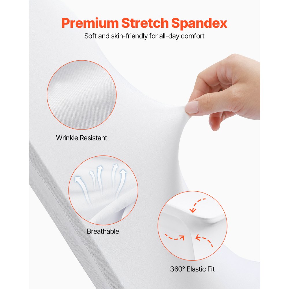 VEVOR Stretch Spandex Folding Chair Covers, Universal Fitted Chair Cover, Removable Washable Protective Slipcovers, for Wedding, Holiday, Banquet, Party, Celebration, Dining (100PCS White)