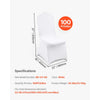 VEVOR Stretch Spandex Folding Chair Covers, Universal Fitted Chair Cover, Removable Washable Protective Slipcovers, for Wedding, Holiday, Banquet, Party, Celebration, Dining (100PCS White)