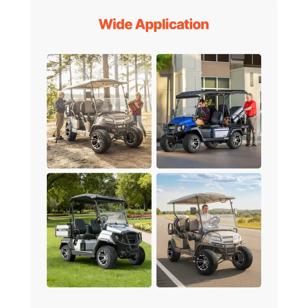 VEVOR Golf Cart Wheels, 10" 205/50-10 Black Aluminum Alloy Golf Cart Tires and Wheels Combo (Set of 4) Fit Club Car, EZGO, Yamaha, 4 Ply Rubber 4-Lug Lawn Mower Tires & Rims, 675 lbs Load, All-Terrain