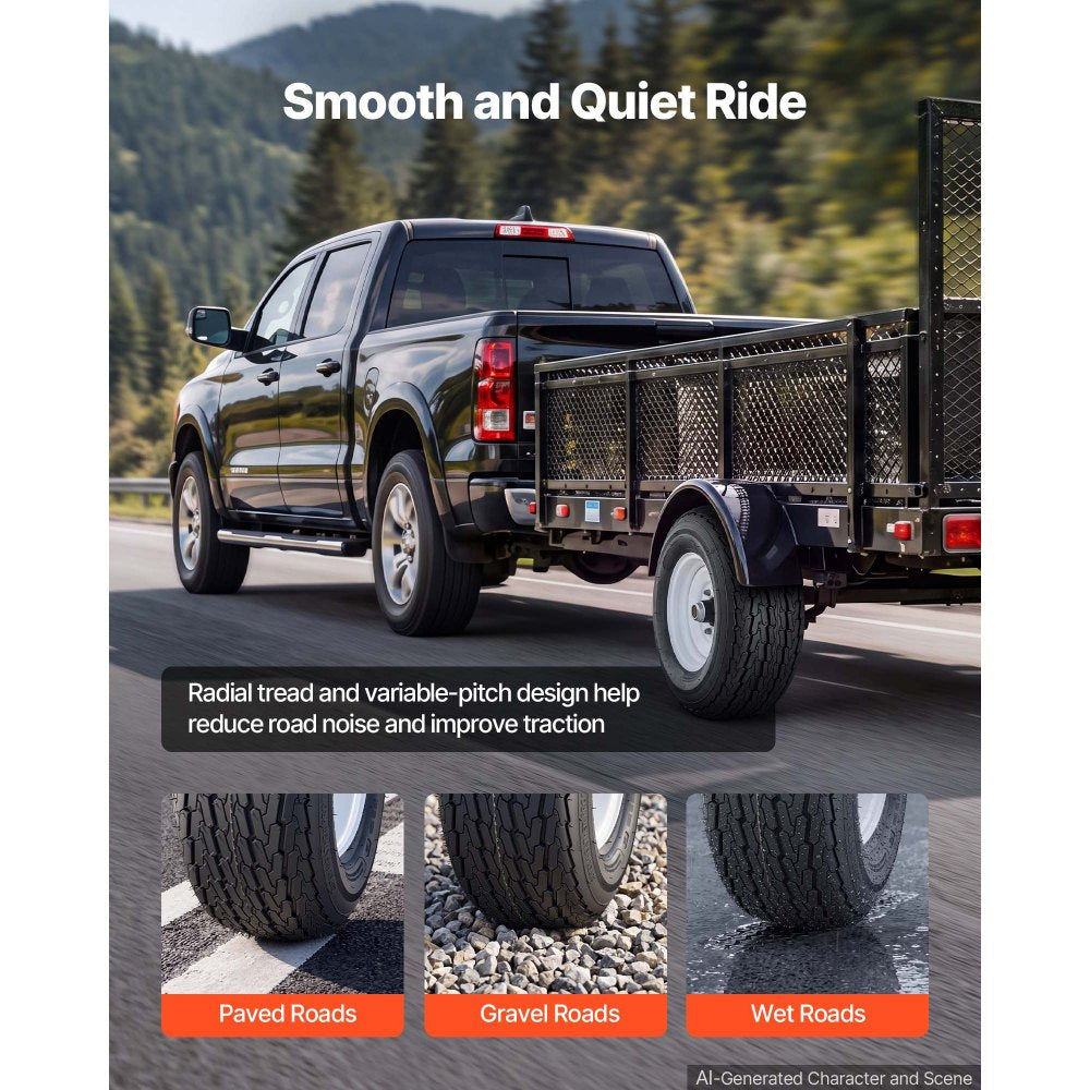 VEVOR 2-Pack Trailer Tire Rim Assembly 20.5x8-10 with 5 Lug on 4.5 in PCD, 6 Ply Load Range C Trailer Tire on 10" White Rims, 2.8 in Center Bore, Max Load 1100LBS 50PSI for Utility/Boat/Camper Trailers