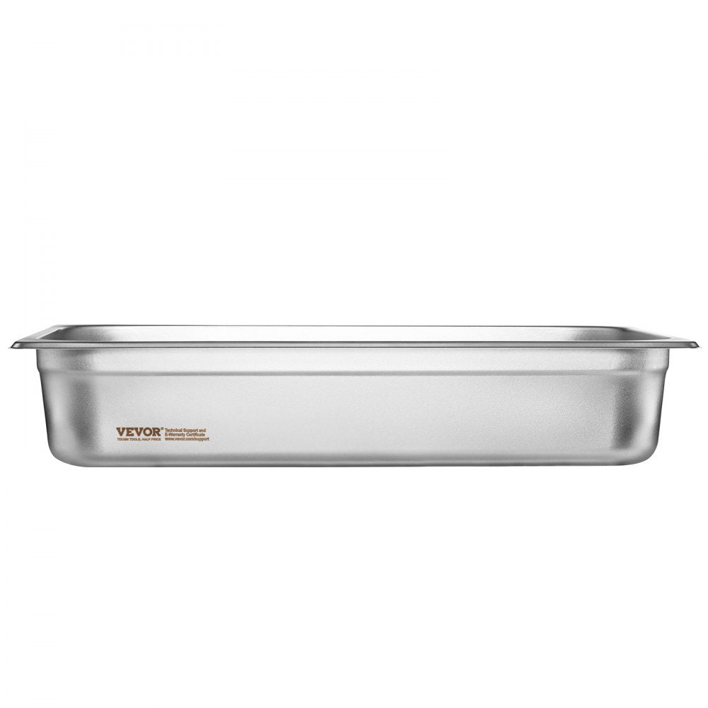 VEVOR Hotel Pan, Full Size Anti-Jam Steam Pan, 0.8mm Thick Stainless Steel Restaurant Steam Table Pan, 4-Inch Deep Commercial Table Pan, Catering Storage Food Pan, for Industrial & Scientific
