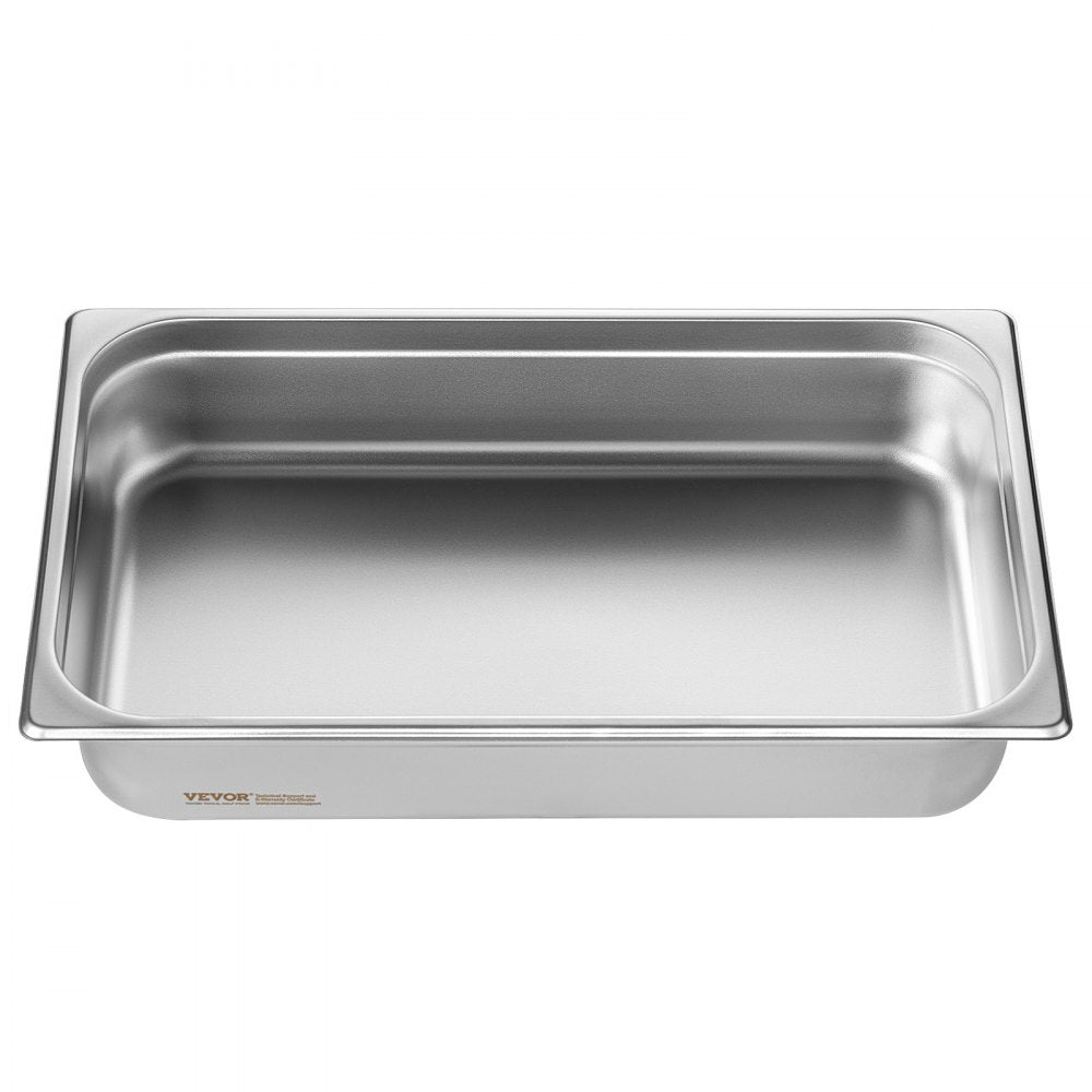 VEVOR 6 Pack Hotel Pans, Full Size Anti-Jam Steam Pan, 0.8mm Thick Stainless Steel Restaurant Steam Table Pan, 4-Inch Deep Commercial Table Pan, Catering Storage Food Pan, for Industrial & Scientific