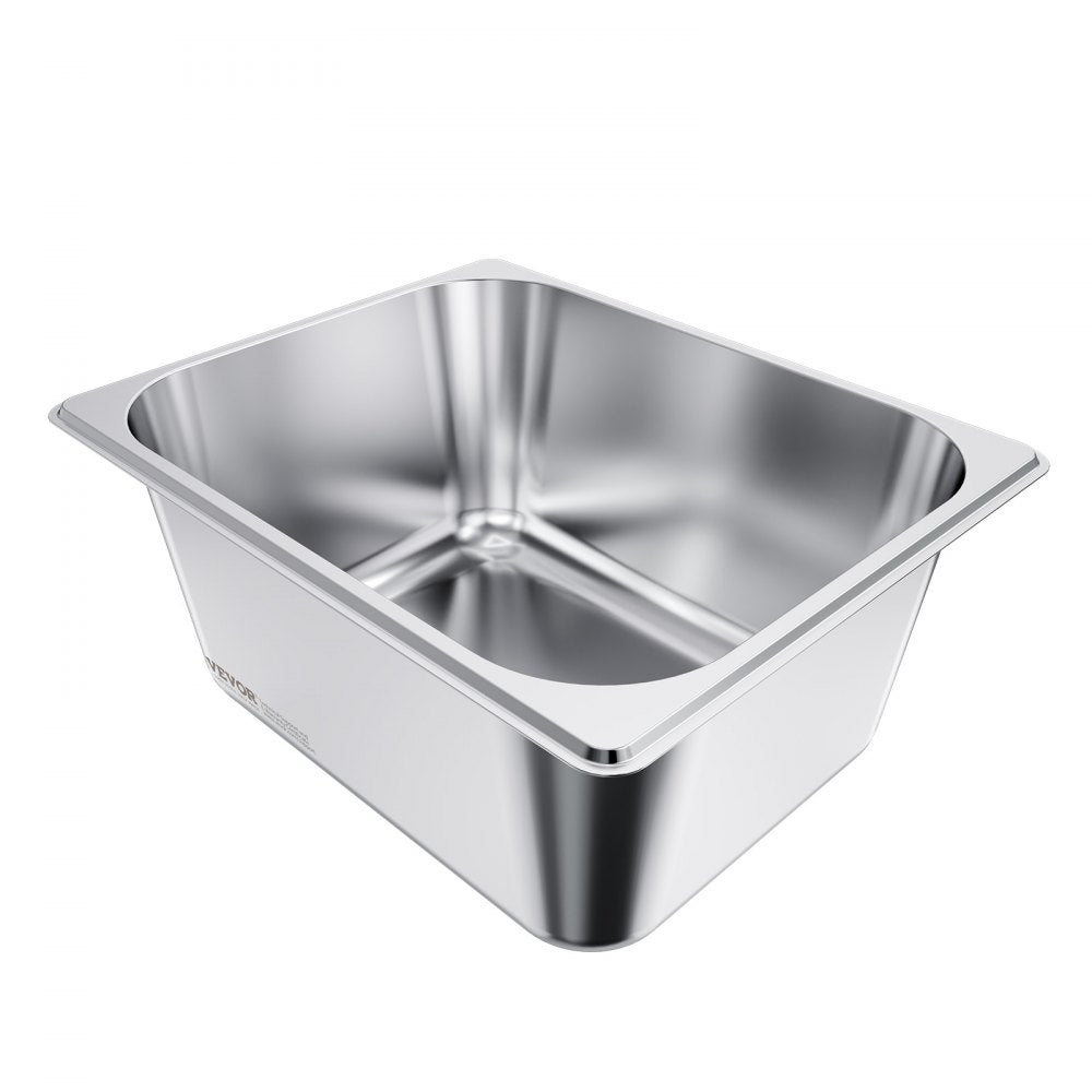 VEVOR 2 Pack Stainless Steam Hotel Pans, 1/2 Size Table Steam Pans With Lids, 6 Inch Deep, Anti Jam Restaurant Supplies Reusable Catering Storage for Home, Party, Restaurant, Hotel, Buffet