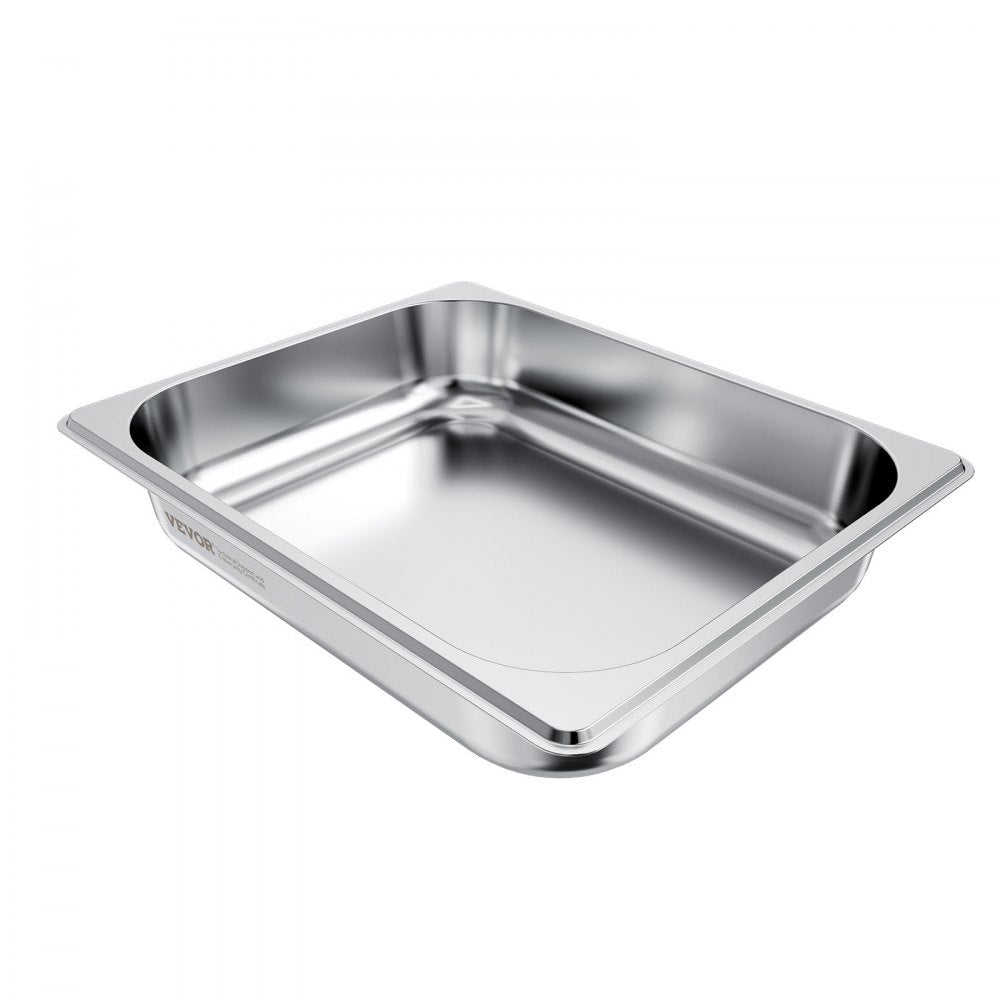 VEVOR 4 Pack Stainless Steam Hotel Pan, 1/2 Size Table Steam Pan, 2.5 Inch Deep Anti Jam Restaurant Supplies Reusable Rustproof Catering Storage for Home, Party, Restaurant, Hotel, Buffet
