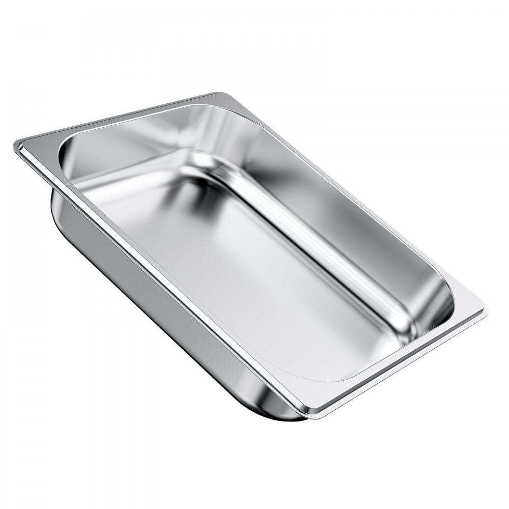 VEVOR 4 Pack Stainless Steam Hotel Pan, 1/2 Size Table Steam Pan, 2.5 Inch Deep Anti Jam Restaurant Supplies Reusable Rustproof Catering Storage for Home, Party, Restaurant, Hotel, Buffet