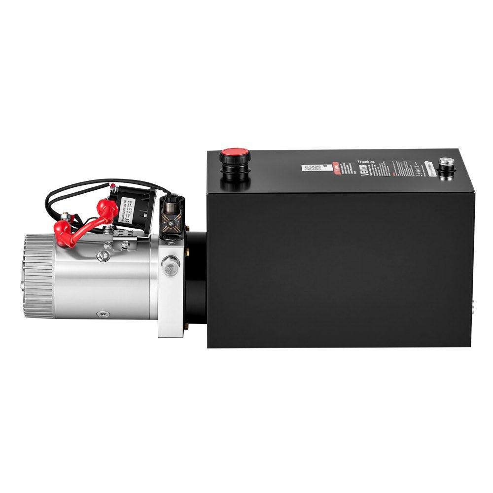 VEVOR 15 Quart Hydraulic Pump, Single Acting Dump Trailer Pump, 3200PSI Max Relief Pressure, 0.91 GPM Flow Rate, DC12V 1.6KW Hydraulic Power Unit for Dump Trailer Car Lifting (Horizontal Installation)