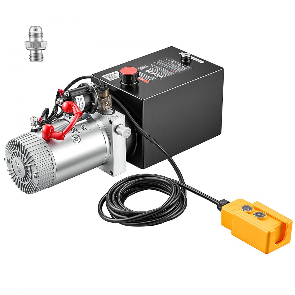 Vevor Hydraulic Pump 6 Quart Single Acting Dump Trailer Power Unit New