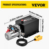VEVOR 12 Quart Hydraulic Pump, DC12V 1.6KW Double Acting Dump Trailer Pump, 3200 PSI Max Relief Pressure, 0.91 GPM Flow Rate, with Pressure Gauge for Dump Trailer Car Lifting (Horizontal Installation)