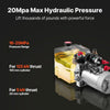 VEVOR 3 Quart Hydraulic Power Unit, Double Acting Dump Trailer Pump, 3200 PSI Max Relief Pressure & 0.91 GPM Flow Rate, DC 12V Hydraulic Pump with Metal Reservoir for Dump Trailer Car Lifting