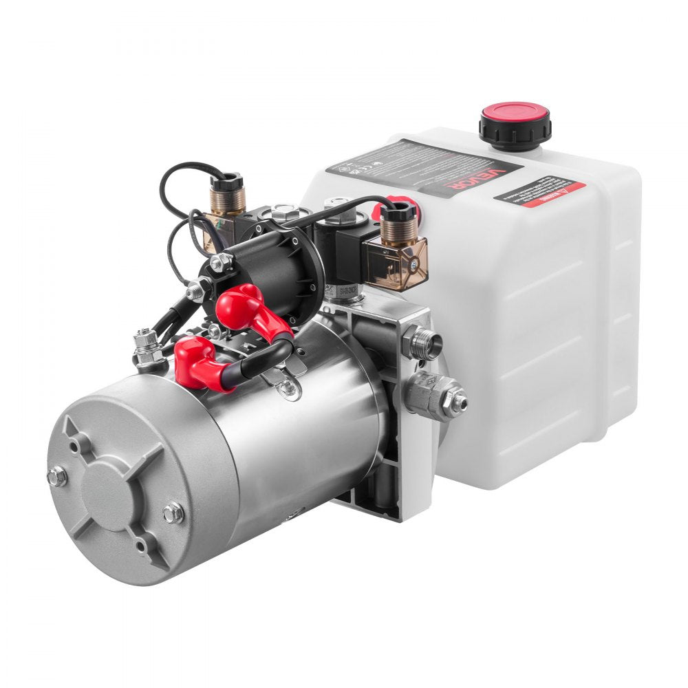VEVOR 3 Quart Hydraulic Power Unit, Double Acting Dump Trailer Pump, 3200 PSI Max Relief Pressure & 0.91 GPM Flow Rate, DC 12V Hydraulic Pump with Metal Reservoir for Dump Trailer Car Lifting