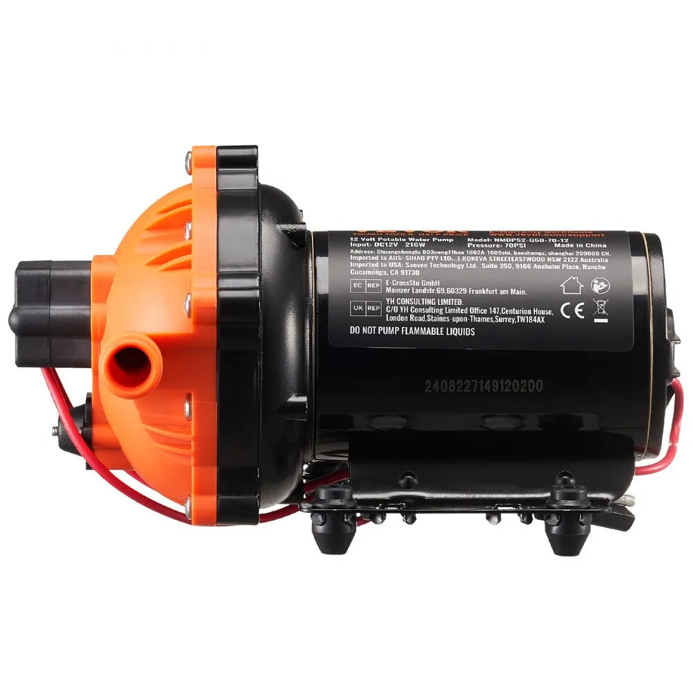 VEVOR 12V Diaphragm Pump, 5 GPM (18.93 L/min), 5-Chamber 12V DC Water Pump with Automatic Pressure Switch 40-100 PSI Adjustable, 1/2'' MNPT Port, for Agricultural Irrigation Construction Site Drainage