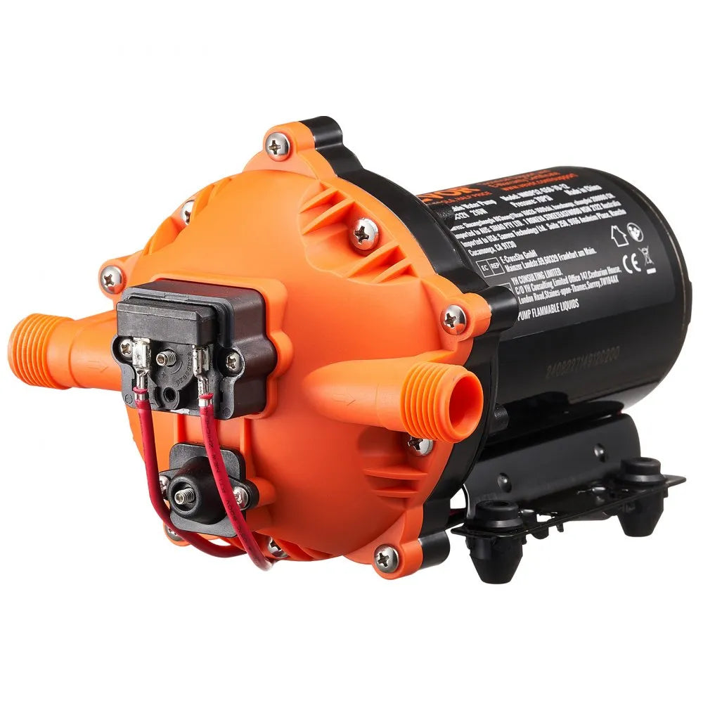 VEVOR 12V Diaphragm Pump, 5 GPM (18.93 L/min), 5-Chamber 12V DC Water Pump with Automatic Pressure Switch 40-100 PSI Adjustable, 1/2'' MNPT Port, for Agricultural Irrigation Construction Site Drainage