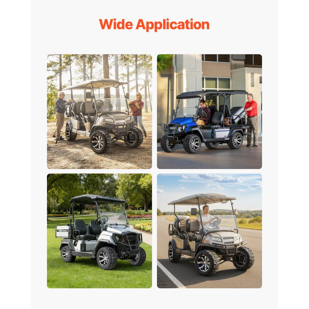 VEVOR Golf Cart Wheels, 12" 20x10-12 Black Aluminum Alloy Golf Cart Tires and Wheels Combo (Set of 4) Fit Club Car, EZGO, Yamaha, 4 Ply Rubber 4-Lug Lawn Mower Tires & Rims, 800 lbs Load, All-Terrain
