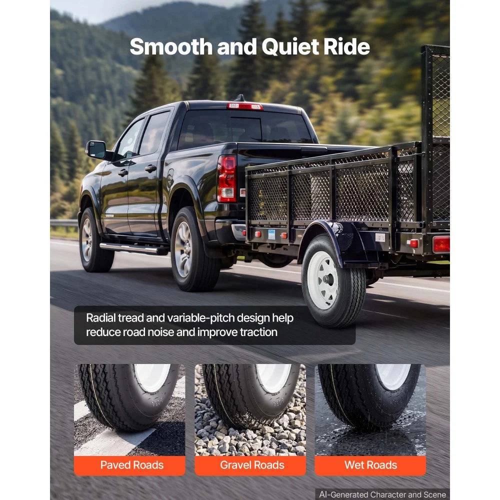 VEVOR 2-Pack Trailer Tire Rim Assembly 5.30-12 with 5 Lug on 4.5 in PCD, 6 Ply Load Range C Trailer Tire on 12" White Rims, 2.8 in Center Bore, Max Load 1050LBS 80PSI for Utility/Boat/Camper Trailers