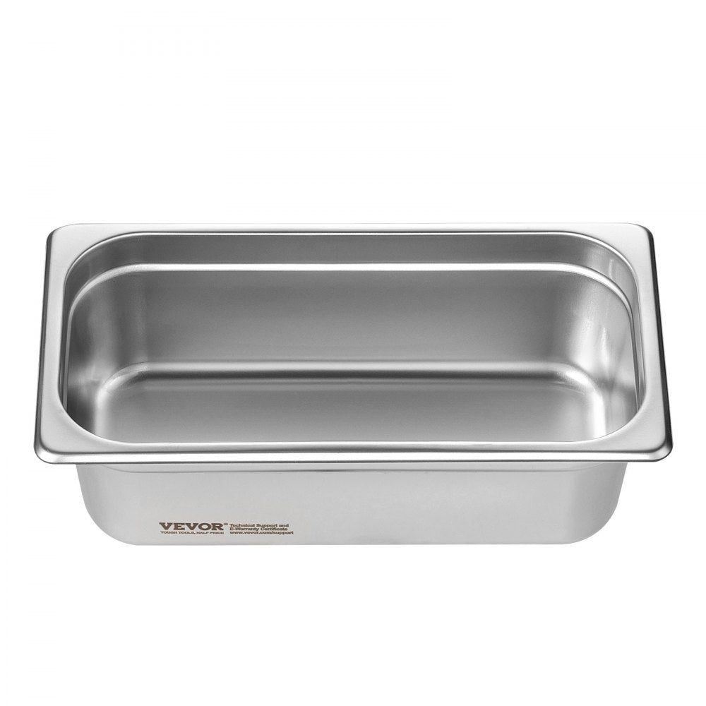 VEVOR 6 Pack Hotel Pans, 1/3 Size Anti-Jam Steam Pan, 0.8mm Thick Stainless Steel Restaurant Steam Table Pan, 4-Inch Deep Commercial Table Pan, Catering Storage Food Pan, for Industrial & Scientific
