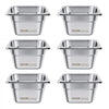 VEVOR 6 Pack Stainless Steam Hotel Pans, 1/6 Size Table Steam Pan, 4 Inch Deep, Anti Jam Restaurant Supplies Reusable Rustproof Catering Storage for Home, Party, Restaurant, Hotel, Buffet