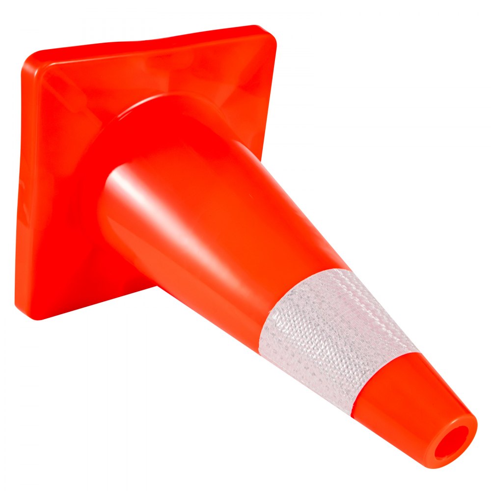 VEVOR 12Pack 18\" Traffic Cones, Safety Road Parking Cones PVC Base, Orange Traffic Cone with Reflective Collars, Hazard Construction Cones for Home Traffic Parking