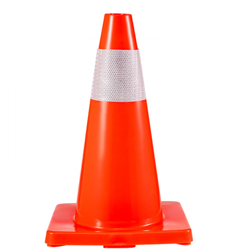 VEVOR 20Pack 18\" Traffic Cones, Safety Road Parking Cones PVC Base, Orange Traffic Cone with Reflective Collars, Hazard Construction Cones for Home Traffic Parking