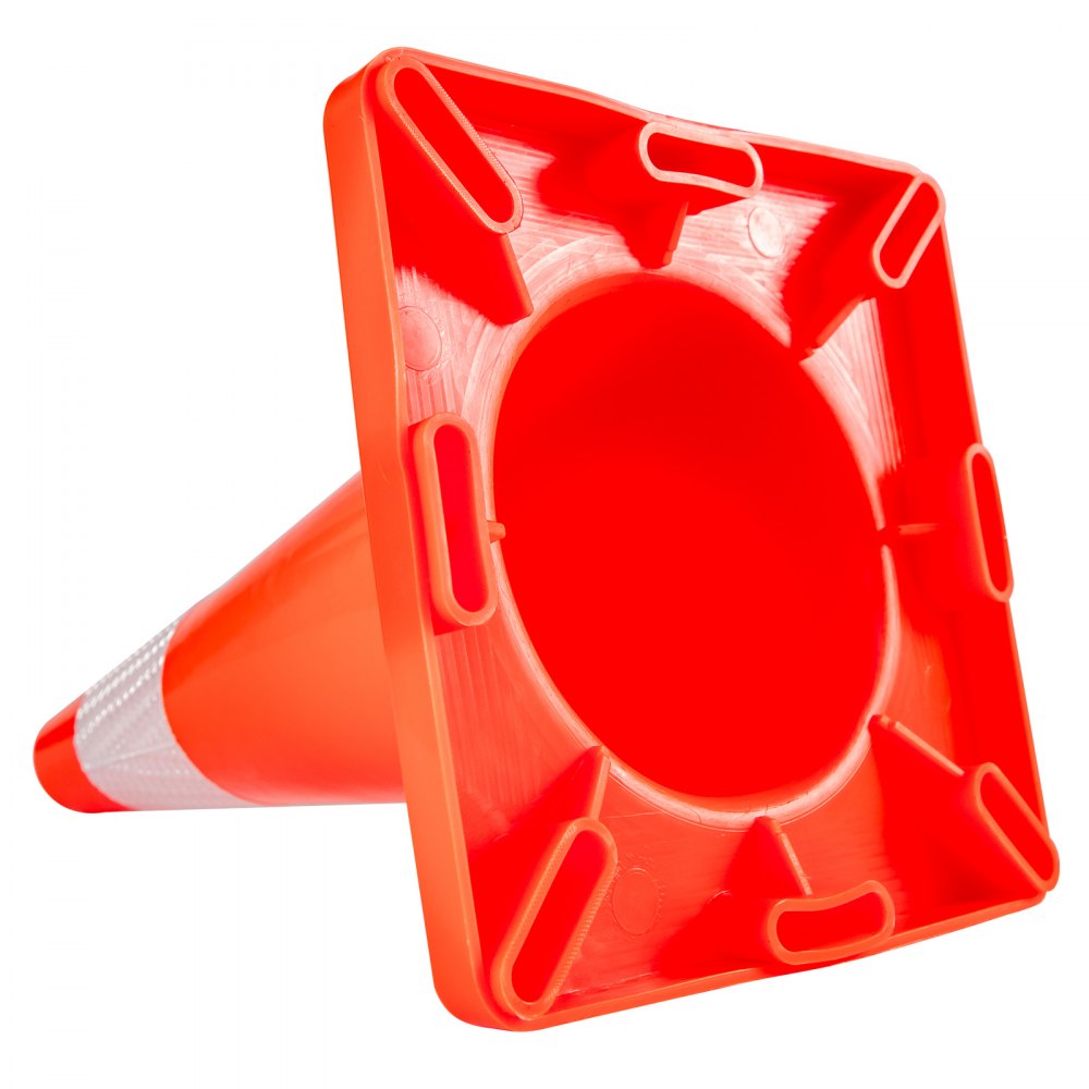 VEVOR 20Pack 18\" Traffic Cones, Safety Road Parking Cones PVC Base, Orange Traffic Cone with Reflective Collars, Hazard Construction Cones for Home Traffic Parking