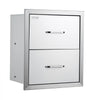 VEVOR Outdoor Kitchen Drawers 17.8W x 20.2H x 12.2D Inch, Flush Mount Double BBQ Drawers Stainless Steel with Handle, BBQ Island Drawers for Outdoor Kitchens or Patio Grill Station