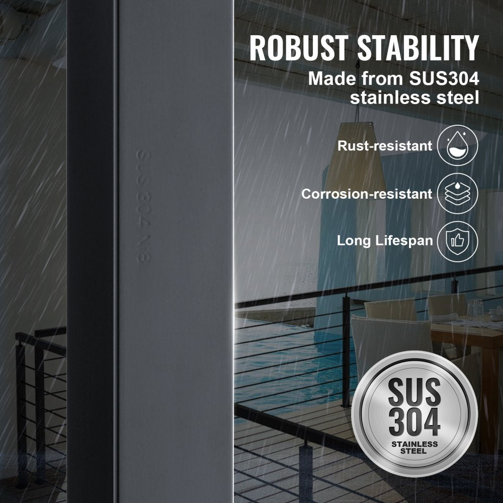 VEVOR Cable Support Post, 36" Height, 2" Width, Steel Construction, No Pre-drilled Holes, Made of Durable SUS304 Stainless Steel, Includes Horizontal and Curved Brackets for Deck and Stair Handrail
