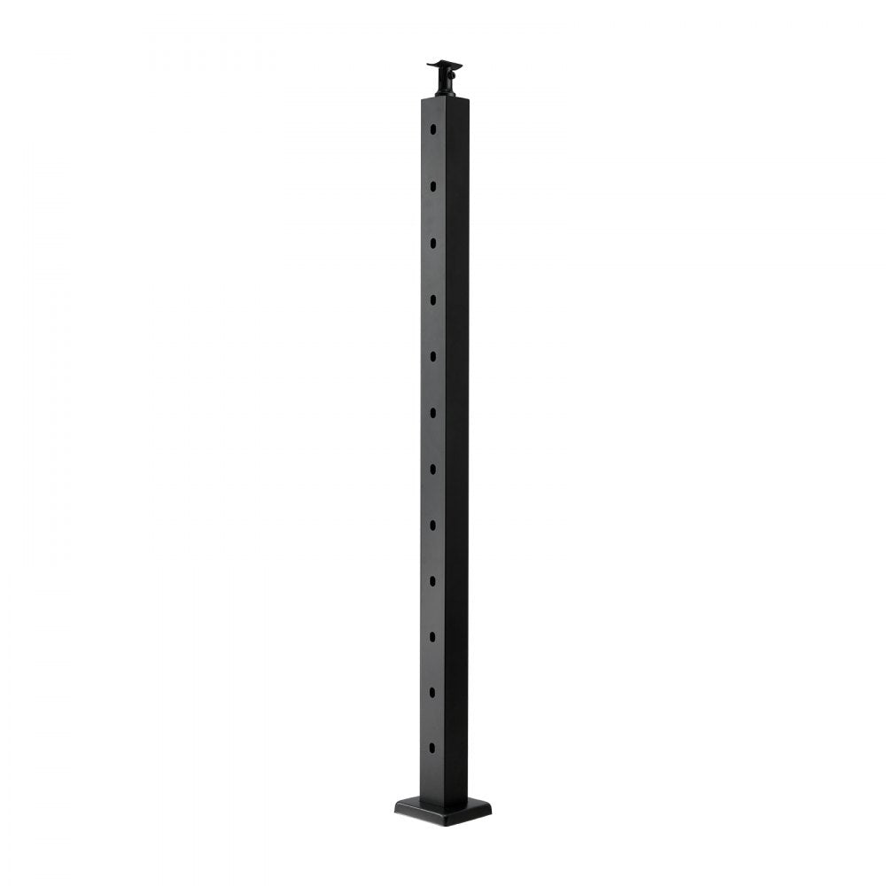 VEVOR Cable Railing Post, 42x2x2 Inch Stair Railing Post, with Pre-Drilled 30° Angled Holes, Stainless Steel Cable Rail Post with Horizontal and Curved Bracket, 1-Pack, Black, 1JZLGZXHS106W3XAA001V0