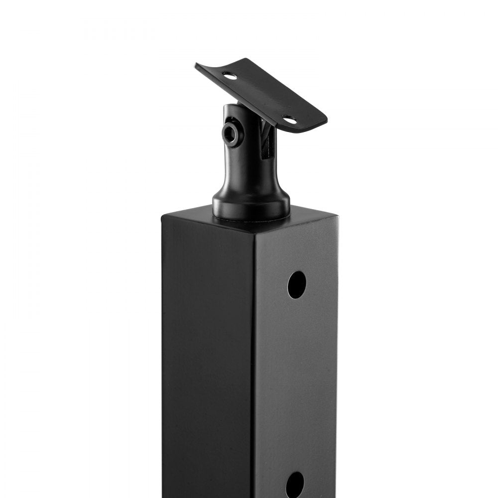 VEVOR 1-Pack Cable Railing Post, 36x2x2 In Horizontal-Hole Deck Railing Post with Pre-Drilled Holes, Stainless Steel Cable Rail Post with Horizontal and Curved Bracket, Black, 1JZLGZXHS9148RVYS001V0