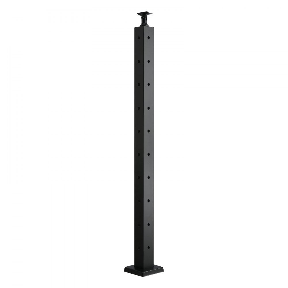 VEVOR Cable Railing Post, 36x2x2 Inch Corner Railing Post, with L-Shaped Pre-Drilled Holes, Stainless Steel Cable Rail Post with Horizontal and Curved Bracket, 1-Pack, Black, 1JZLGZXHS914ZPBNY001V0