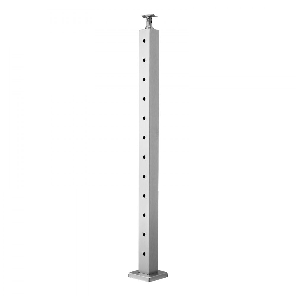 VEVOR Cable Railing Post, 42x2x2 Inch Level Deck Stair Posts, 1-Pack Stainless Steel Cable Handrail Post, Pre-Drilled Pickets with Mounting Bracket Stair Railing Kit, Silver, 1JZLGZXYS1061EF8W001V0