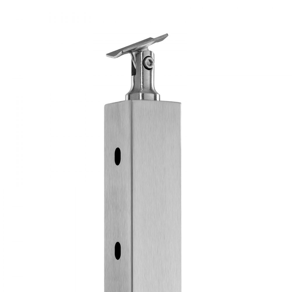 VEVOR Cable Railing Post, 42x2x2 Inch Stair Railing Post, with Pre-Drilled 30° Angled Holes, Stainless Steel Cable Rail Post with Horizontal and Curved Bracket, 1-Pack, Silver, 1JZLGZXYS1062TLWC001V0