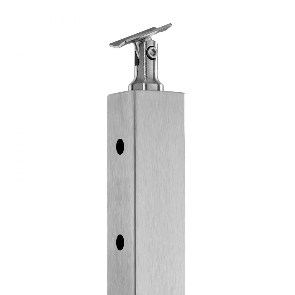 VEVOR 1-Pack Cable Railing Post, 36x2x2 In Horizontal-Hole Deck Railing Post with Pre-Drilled Holes, Stainless Steel Cable Rail Post with Horizontal and Curved Bracket, Silver, 1JZLGZXYS91466KZK001V0