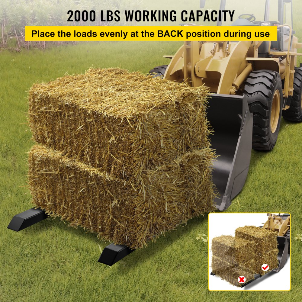 Pallet Forks 2000lbs Capacity Tractor Forks for Loader Tractor Skid Steers