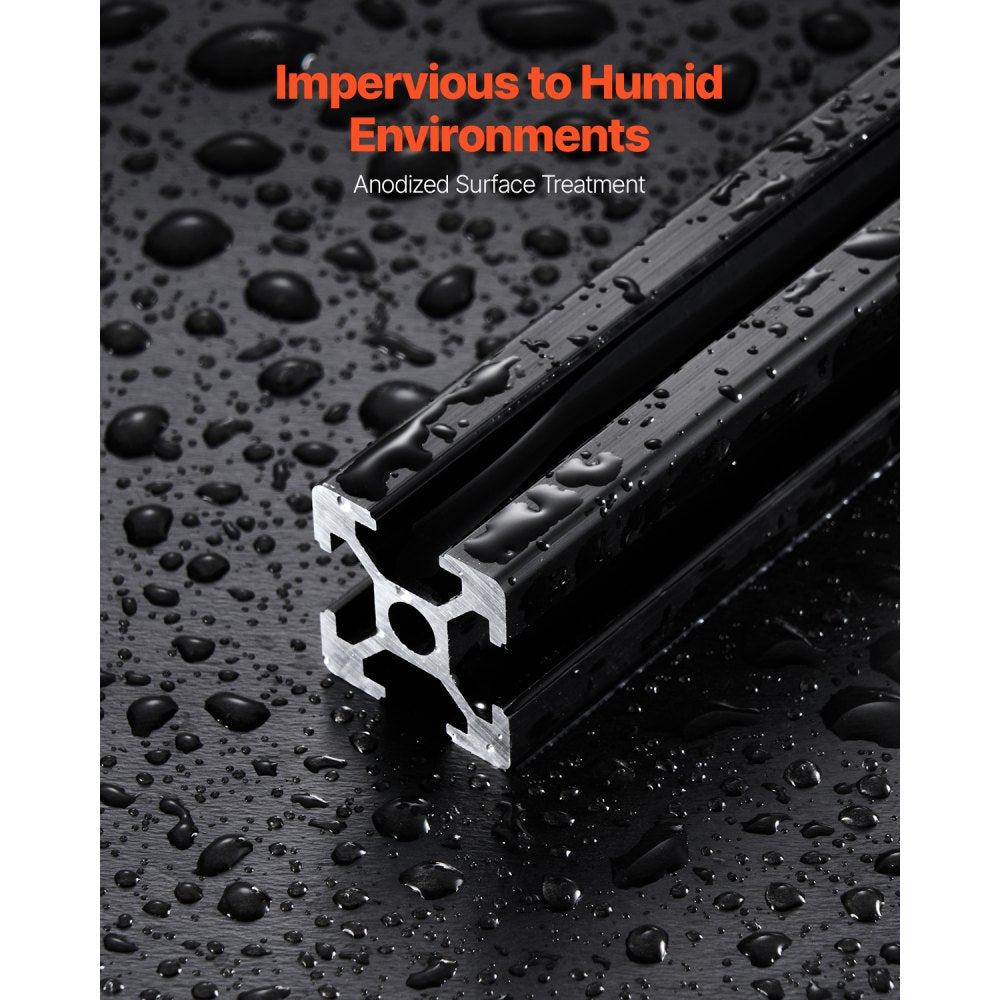 VEVOR 10PCS 78.7in (2000mm) T Slot 2020 Aluminum Extrusion Profile, European Standard Anodized Linear Rail, High-Strength Extruded Aluminum Rail for 3D Printer, CNC Machine DIY, Laser Engraving, Black