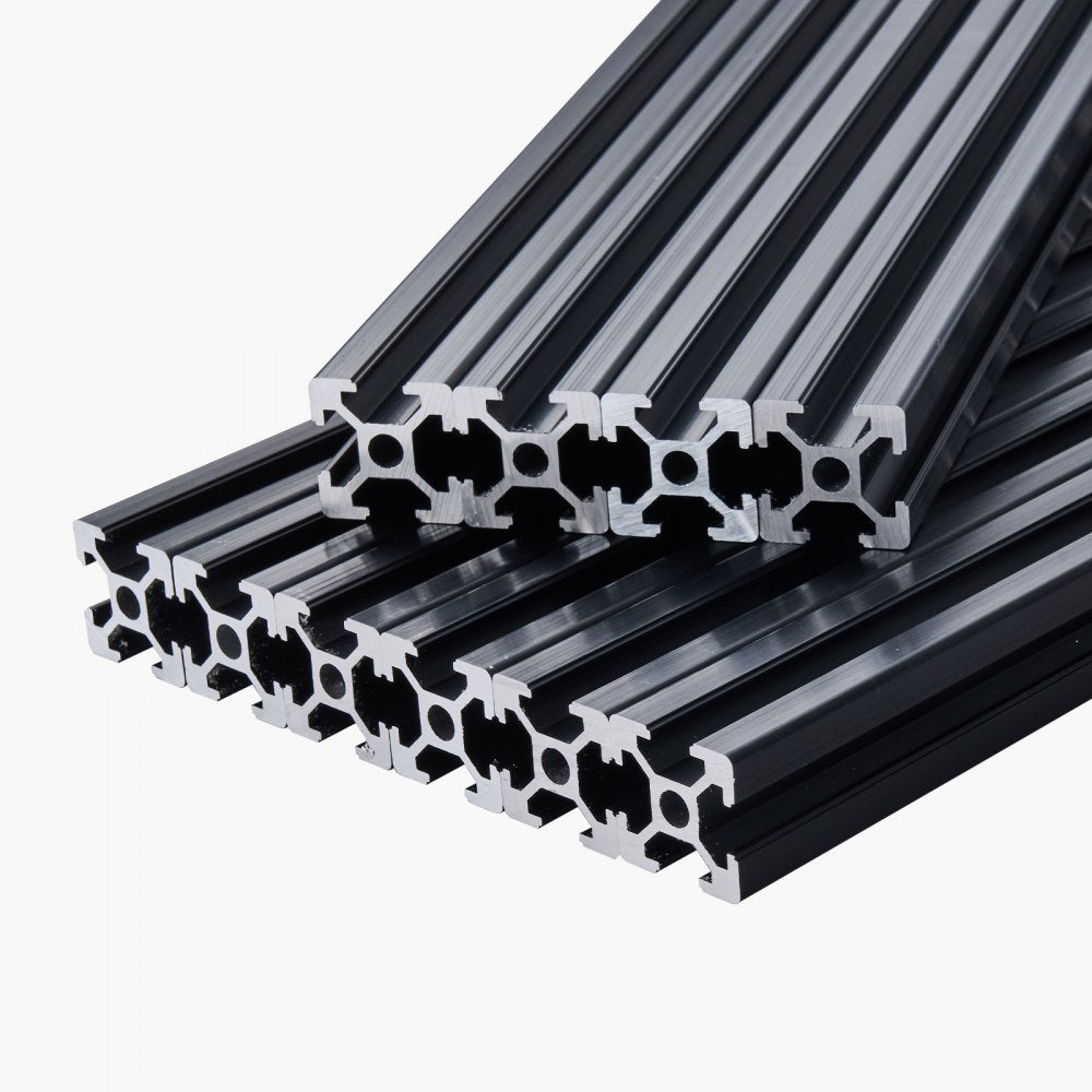 VEVOR 10PCS 78.7in (2000mm) T Slot 2020 Aluminum Extrusion Profile, European Standard Anodized Linear Rail, High-Strength Extruded Aluminum Rail for 3D Printer, CNC Machine DIY, Laser Engraving, Black