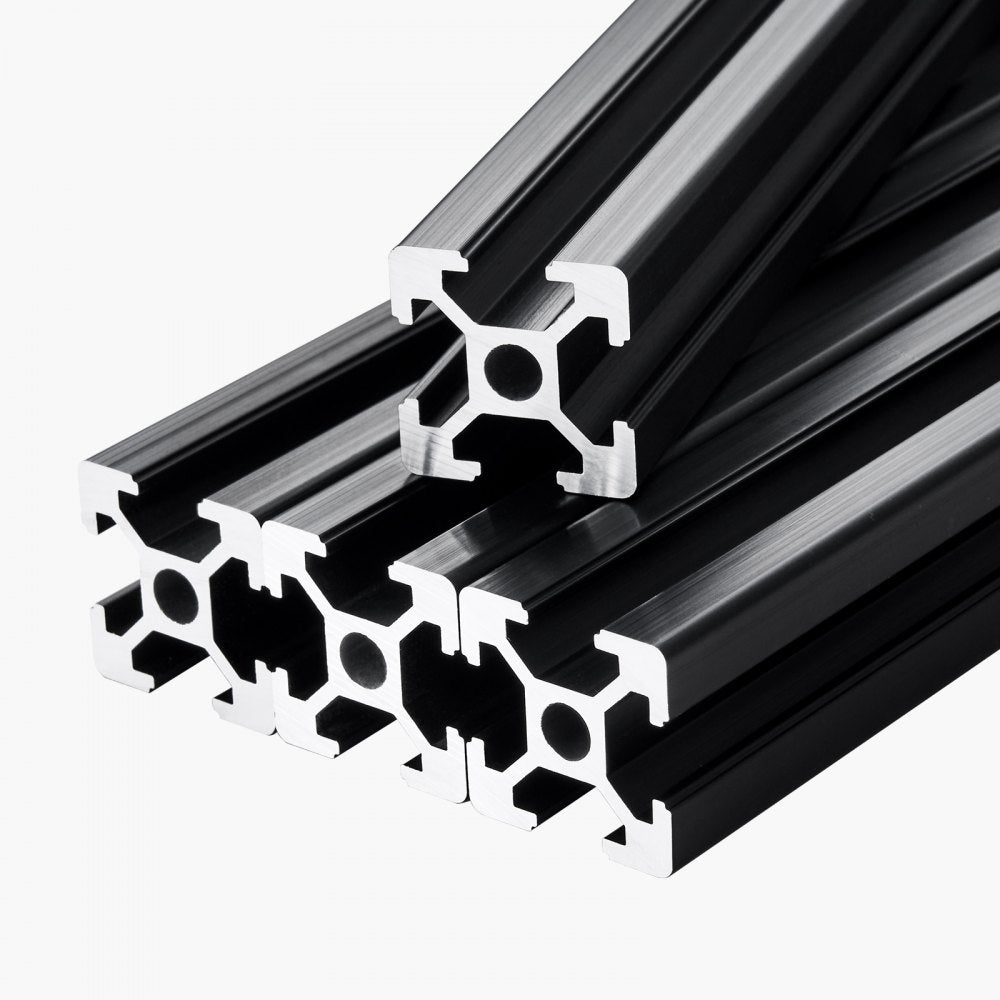VEVOR 4PCS 47.2 in (1200mm) T Slot 2020 Aluminum Extrusion Profile, European Standard Anodized Linear Rail, High-Strength Extruded Aluminum Rail for 3D Printer, CNC Machine DIY, Laser Engraving, Black