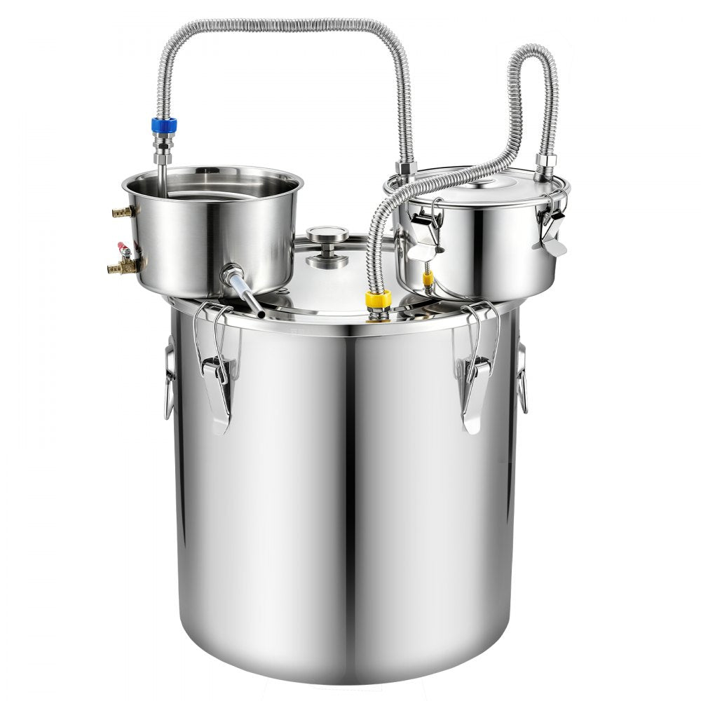 VEVOR Alcohol Still, 13.2 GAL/ 50L Alcohol Distiller with 10 x 16oz Glass Jars, Thumper Keg, Dual-scale Thermometer, and Water Pump, Home Brewing Kit for DIY Whiskey Wine Brandy