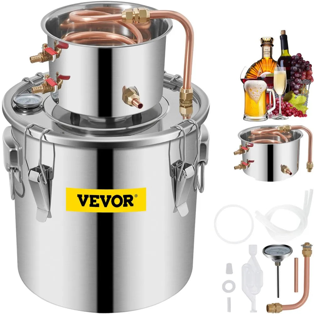 Vevor Alcohol Still 3 Gal Distiller Kit with Circulating Pump and Built-In Thermometer New
