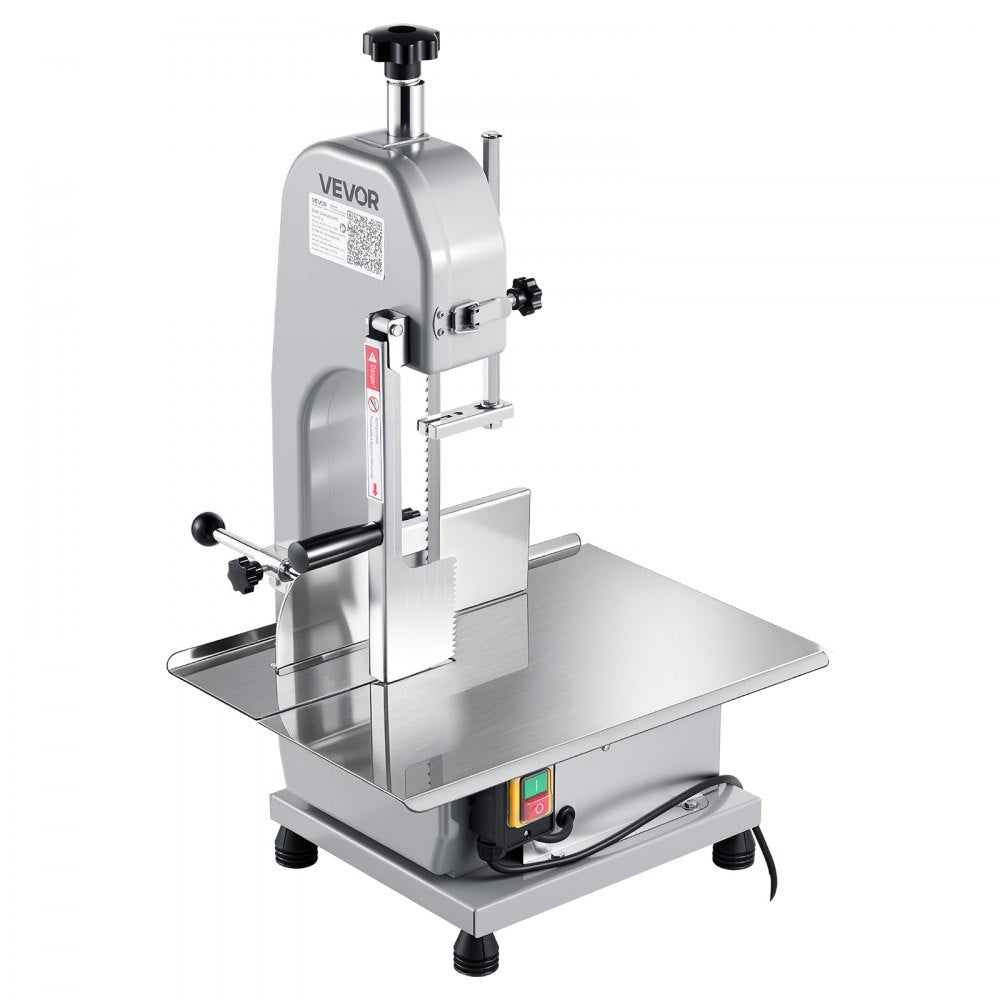 VEVOR Commercial Electric Meat Bandsaw, 1500W Bone Sawing Machine with 12.4" x 18.1" Workbench, 0-4.3" Cutting Thickness, 7 Extra Replacement Blades, for Cutting Bone, Frozen Meat, Pork, Beef & Ribs