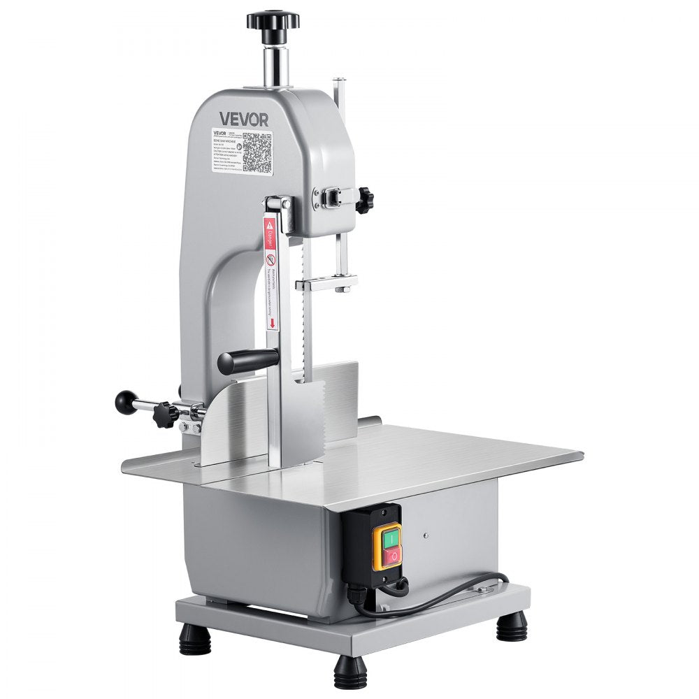 VEVOR Commercial Electric Meat Bandsaw, 1500W Bone Sawing Machine with 12.4" x 18.1" Workbench, 0-4.3" Cutting Thickness, 7 Extra Replacement Blades, for Cutting Bone, Frozen Meat, Pork, Beef & Ribs