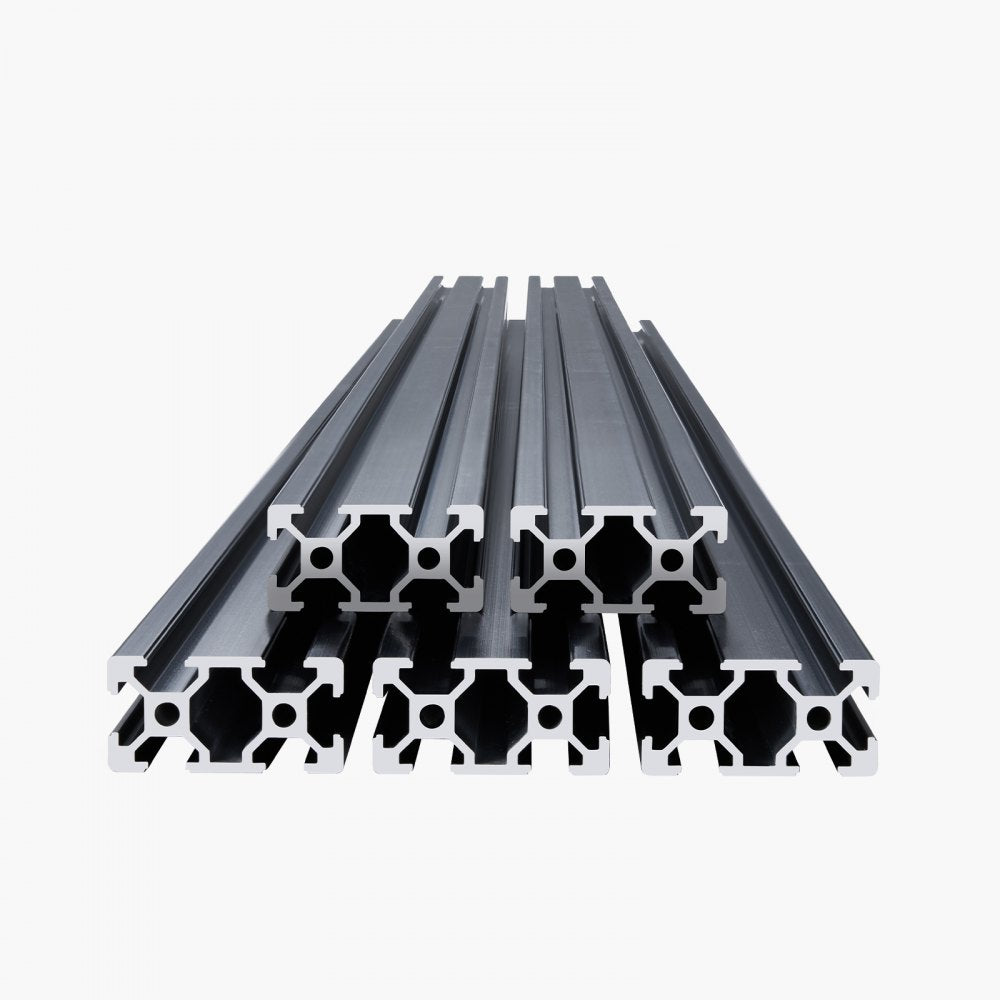 VEVOR 5PCS 39.4 in (1000mm) T Slot 2040 Aluminum Extrusion Profile, European Standard Anodized Linear Rail, High-Strength Extruded Aluminum Rail for 3D Printer, CNC Machine DIY, Laser Engraving, Black