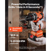 VEVOR Hammer Drill 20V 1/2 in 26000 IPM Brushless Cordless Impact Drill Kit, for Drilling Wood Metal Screw Driving, 4000 mAh Lithium-Ion Battery Pack and Charger, with All-Metal Chuck, Compact Design