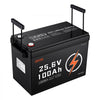 VEVOR 24V 100Ah LiFePO4 Lithium Battery 4000+ Cycles Built-in 100A BMS, Lithium Battery with Low Temperature Protection, Supports 8P2S Connection, 2560Wh Energy, for RV, Trolling Motor, Marine, Solar