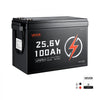VEVOR 24V 100Ah LiFePO4 Lithium Battery 4000+ Cycles Built-in 100A BMS, Lithium Battery with Low Temperature Protection, Supports 8P2S Connection, 2560Wh Energy, for RV, Trolling Motor, Marine, Solar
