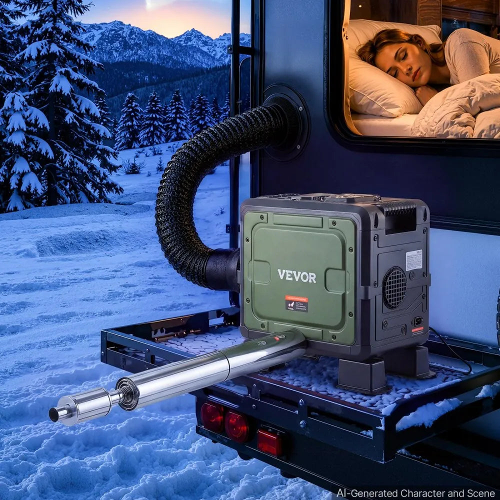 VEVOR Diesel Heater DC 12-24V 1.32 Gal / 5 L Fuel Tank for Max 18045 ft, For Outdoor Camping, Aluminum Element Fast Heating, with Bluetooth App Control, Remote Control, and LCD Panel, CO Alarm