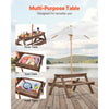 VEVOR Kids Picnic Table with Umbrella, 3-in-1 Sand & Water Table, Outdoor Wooden Table and Bench Set with 2 Trays, 4-People Patio Dining Furniture for Garden, Backyard and Porch (Walnut)